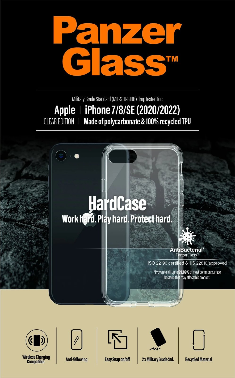 Mbështjellës PanzerGlass për iPhone SE (2020/2022), transparent