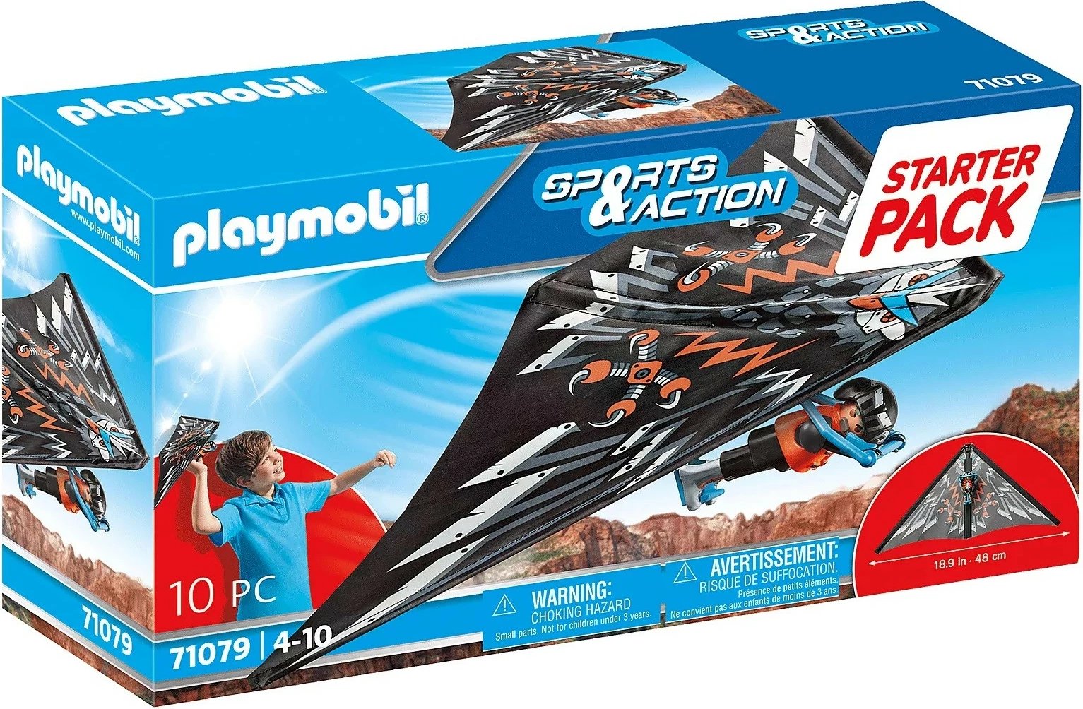 Set lodrash Playmobil Sports & Action 71079, Paraglajder, plastikë, 10 pjesë