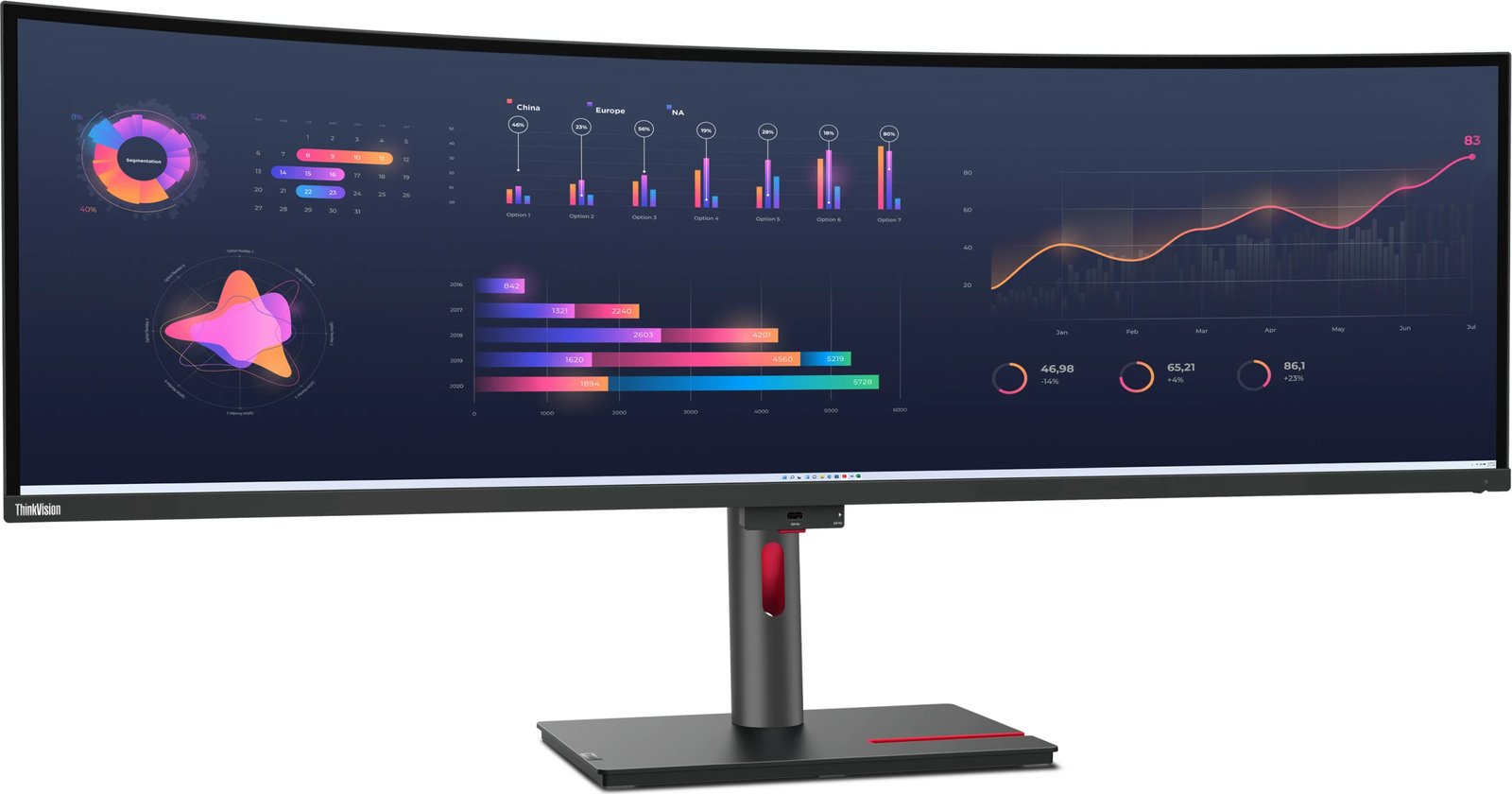 Monitor Lenovo ThinkVision P49w-30, 49", DQHD, LED, Raven Black