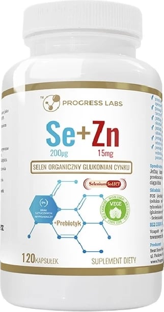 Shtesë ushqimore Progress Labs Selenium 200mcg + Zinc Gluconate 15mg, 120 kapsula