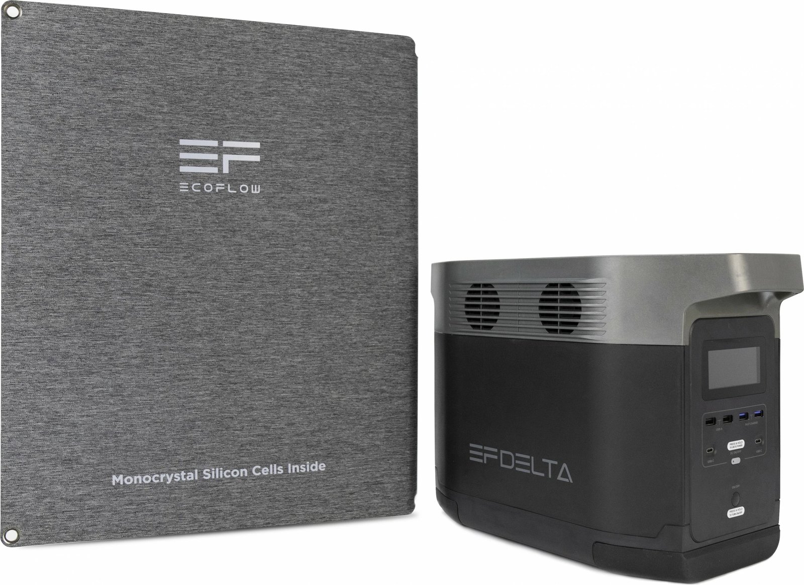 Panel diellor EcoFlow 110W, monokristalin, i zi, portativ
