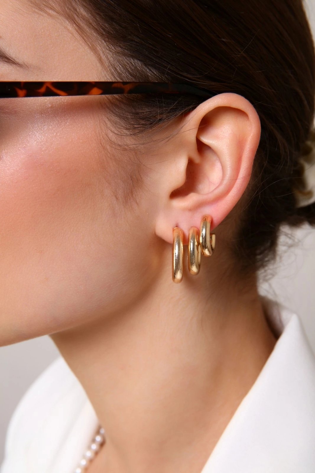 Vathë të artë prej bronzi me gur zirkoni, set prej 3 copash, Jumeon Gld3Lhlkakup