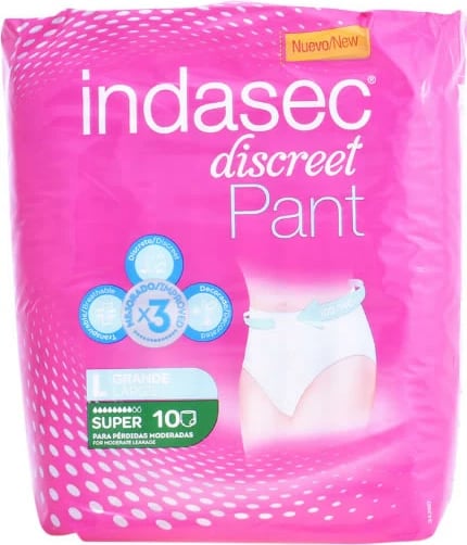Pampers për të rritur unisex Indasec Pant Super Large, 10 copë Pampers për të rritur unisex Indasec Pant Super Large, 10 copë