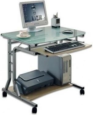 Tavolinë kompjuteri Techly 305687, xham, çelik/dru