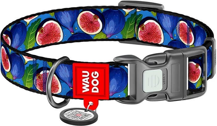 Qafore najloni për qen Waudog Fig me QR kod, XL, shumëngjyrëshe