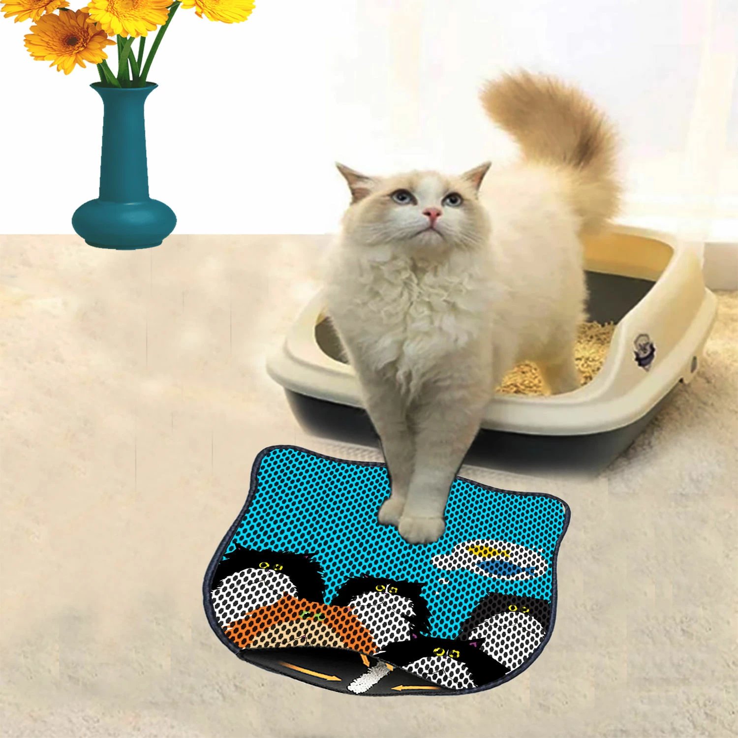 Tapet për rërë mace, shumëngjyrësh, Paws & Whiskers, Kdkafa0236