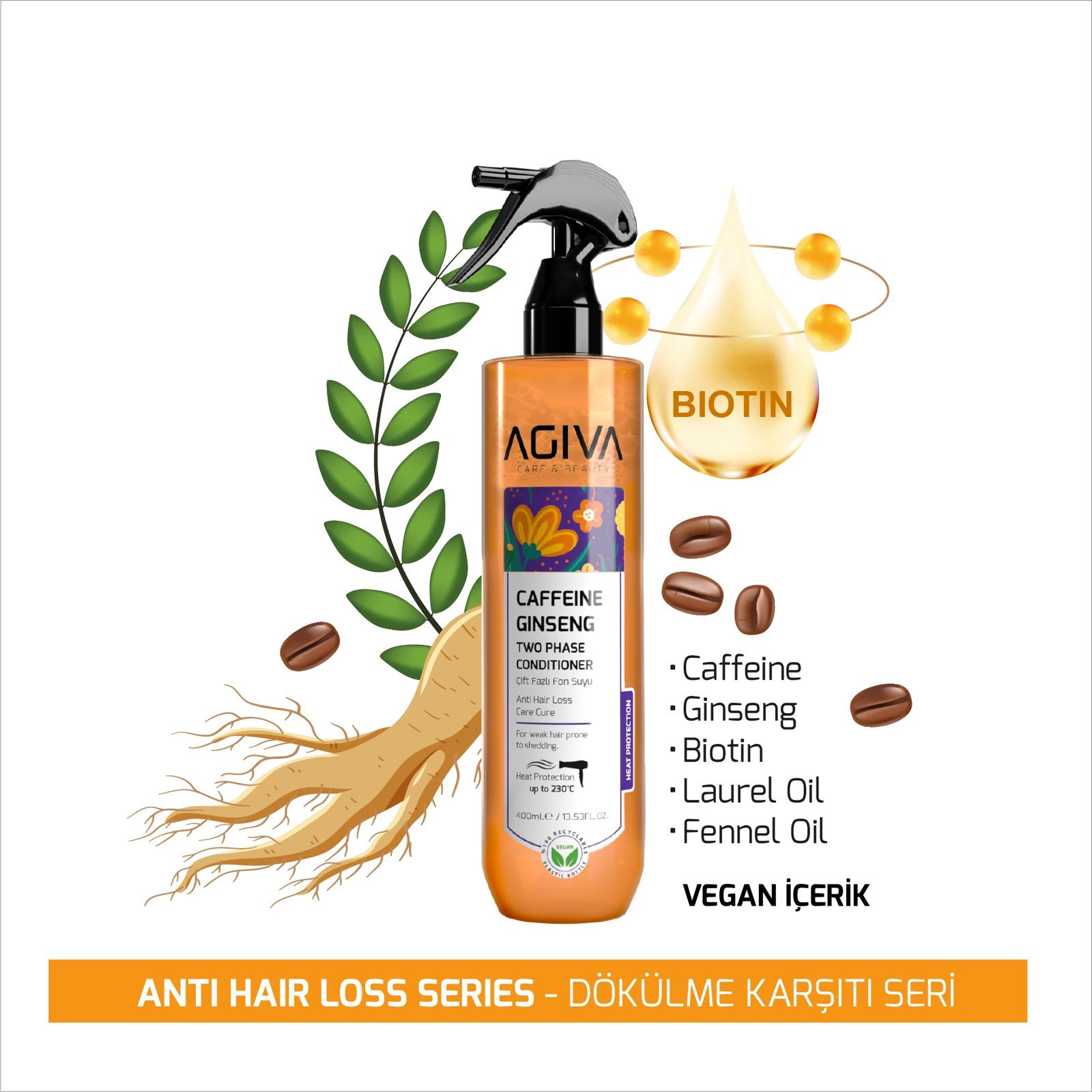Kondicioner dyfazor Agiva Caffeine Ginseng Pro Care