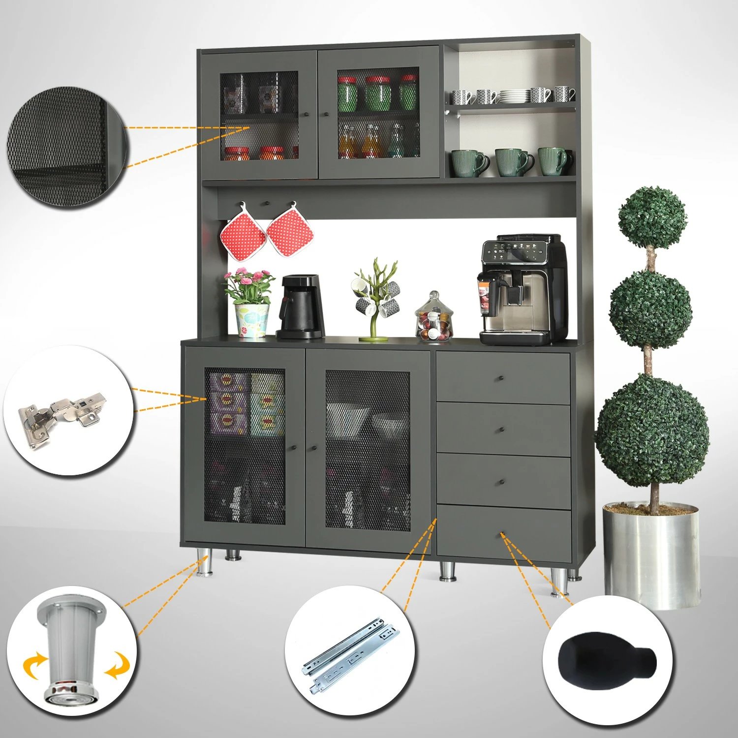 Dollap multifunksional Hanah Home, Grano 140, antracit