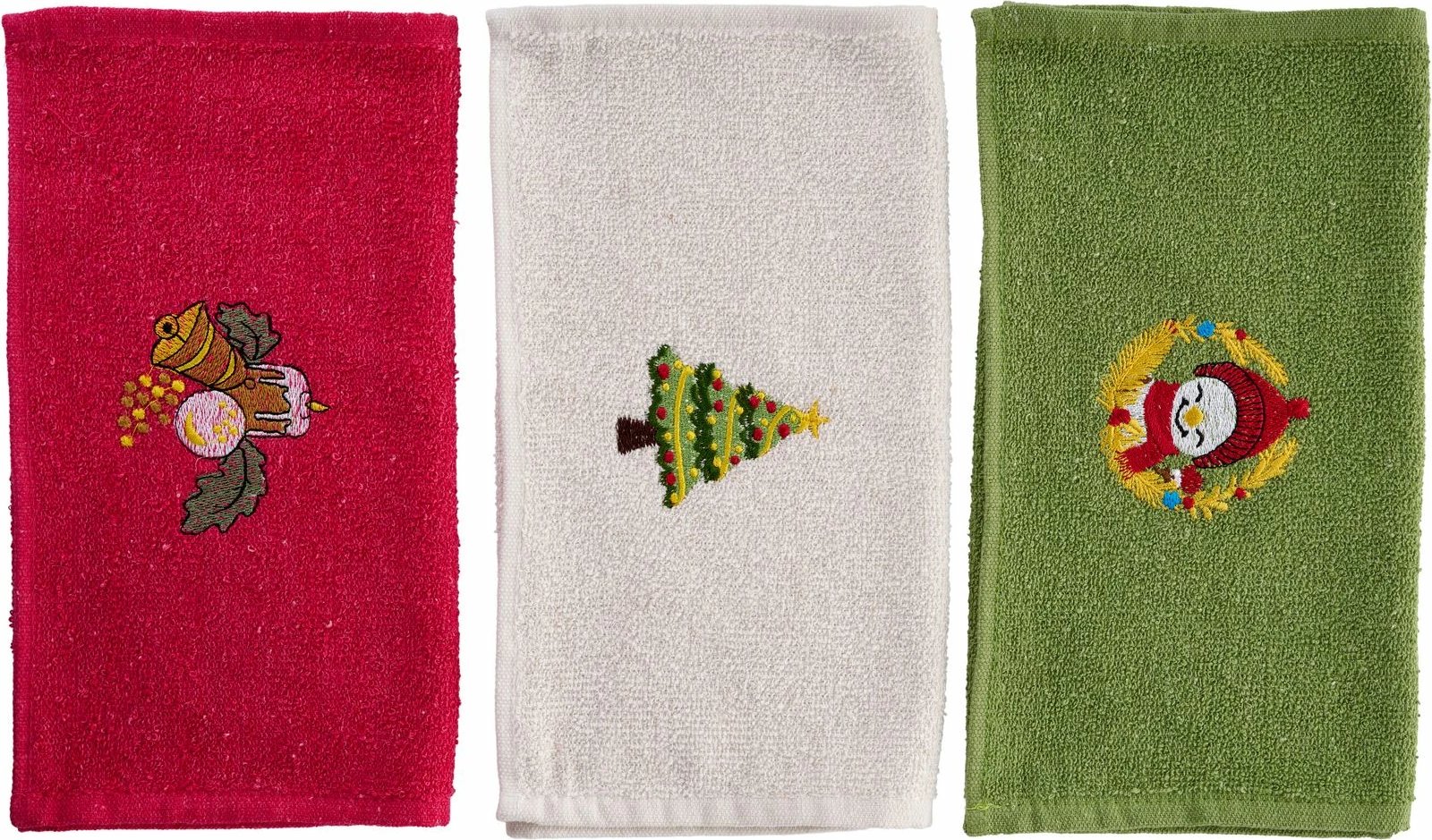Set peshqirësh për larje (3 copë), Mijolnir, Krishtlindje - e kuqe, e gjelbër, e bardhë