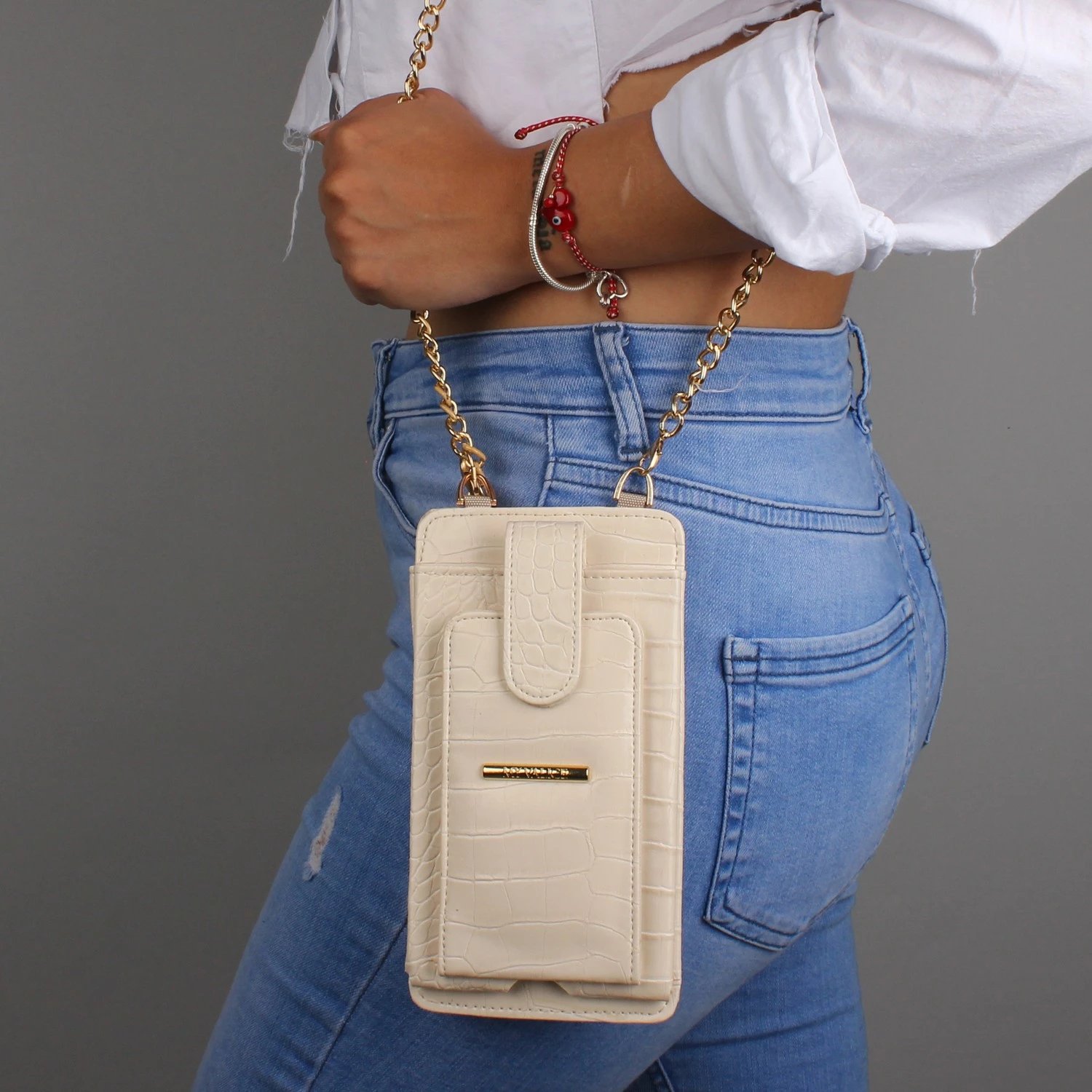 Portofol Zoozie Bags, 1180, lëkurë, me zinxhir, ngjyrë bezhë