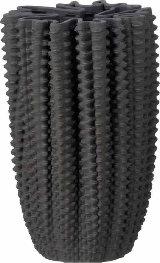 Vazo VELISSE, qeramike, ngjyrë gri e errët, 16x16x24cm