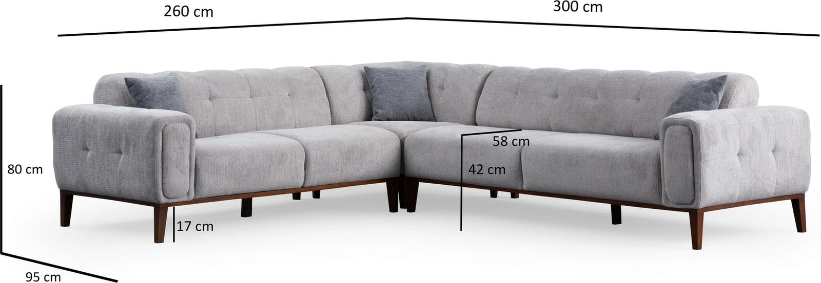 Këndare Athena L2-C-3R, ngjyrë gri e çelët