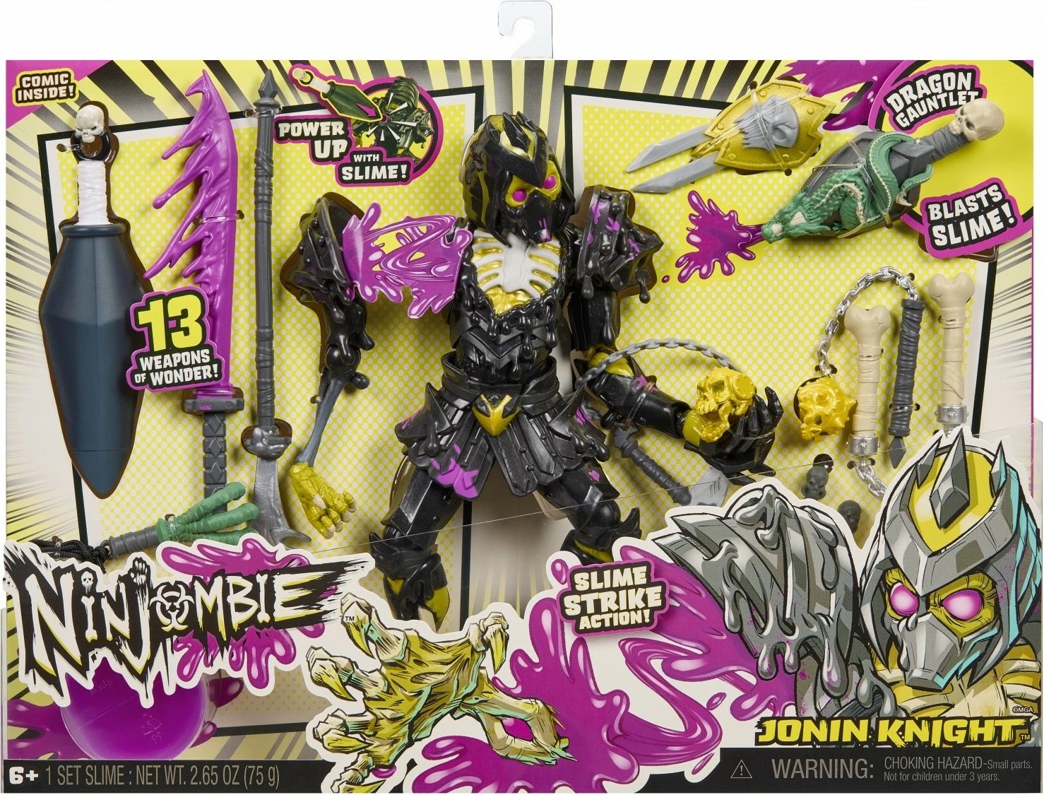 Figurë aksioni, MGA, Ninjombie Jonin Knight 121992-EUC, me gjymtyrë të lëvizshme, 13 aksesorë dhe slime, 6+ vjeç