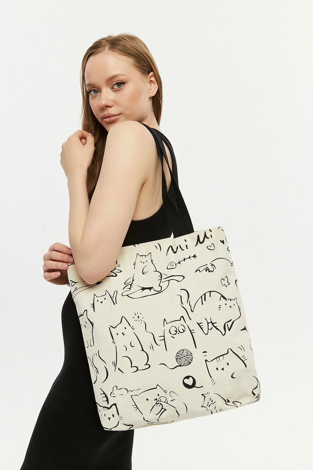 Çantë tote Zoozie Bags, krem e zezë, 2207