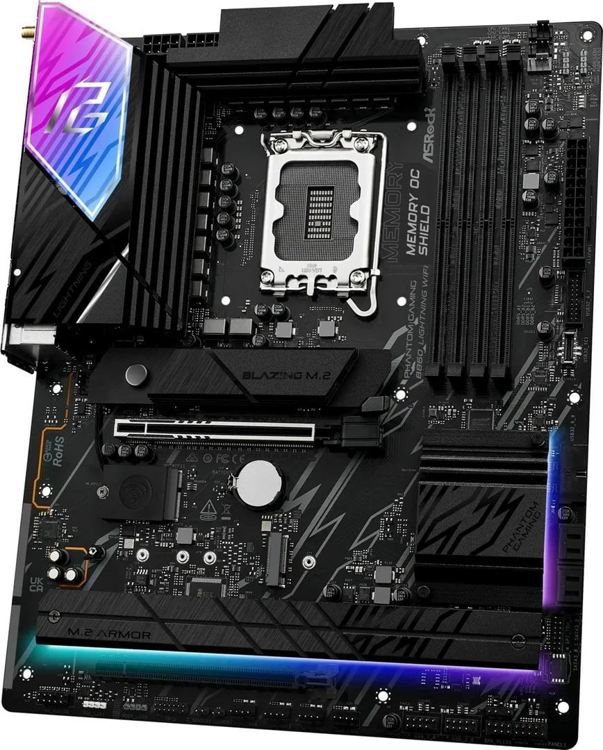 Pllakë amë ASRock B860 Lightning WiFi, ATX, Socket 1851, me WiFi, e zezë