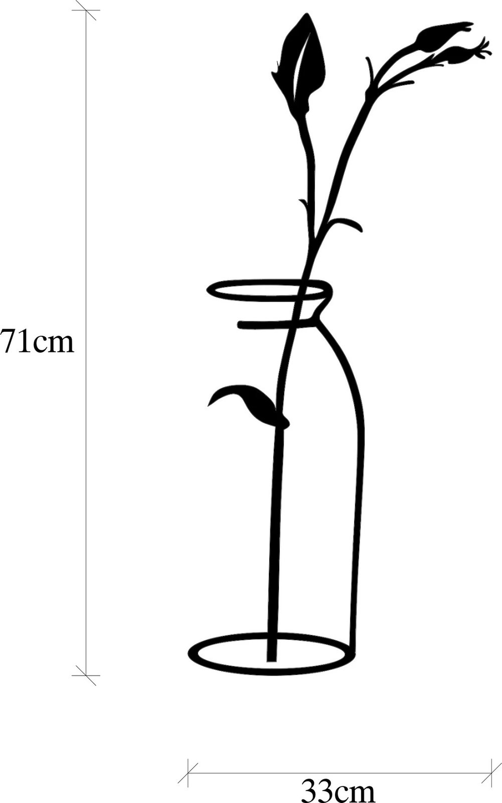 Aksesor dekorativ metalik për mur, lule në vazo, Wallity