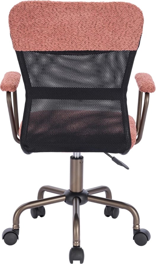 Karrige zyre Bell, stof boucle rozë e zbehtë, bazë metalike gunmetal, 54x52x92cm