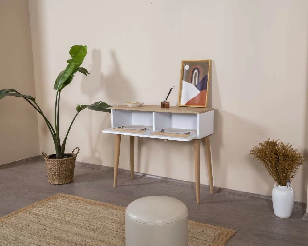 Komodë Skye Decor, ngjyrë e bardhë dhe lis, Goose