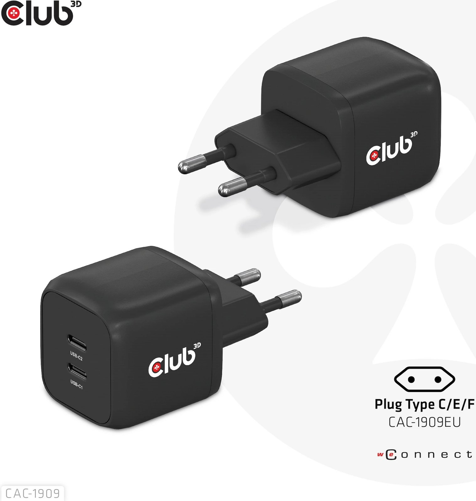 Karikues Club3D 2xUSB Type-C PD 45W, GaN, i zi