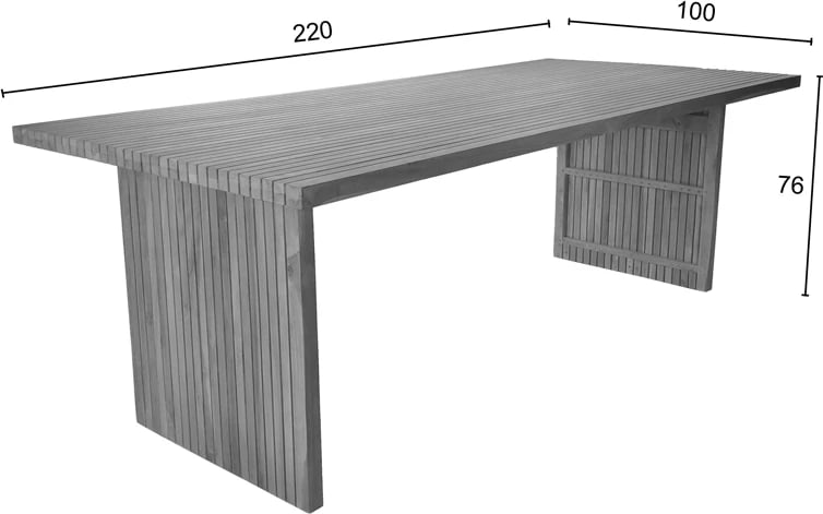 Tavolinë Zibra dru teak ngjyrë natyrale 220x100x75cm
