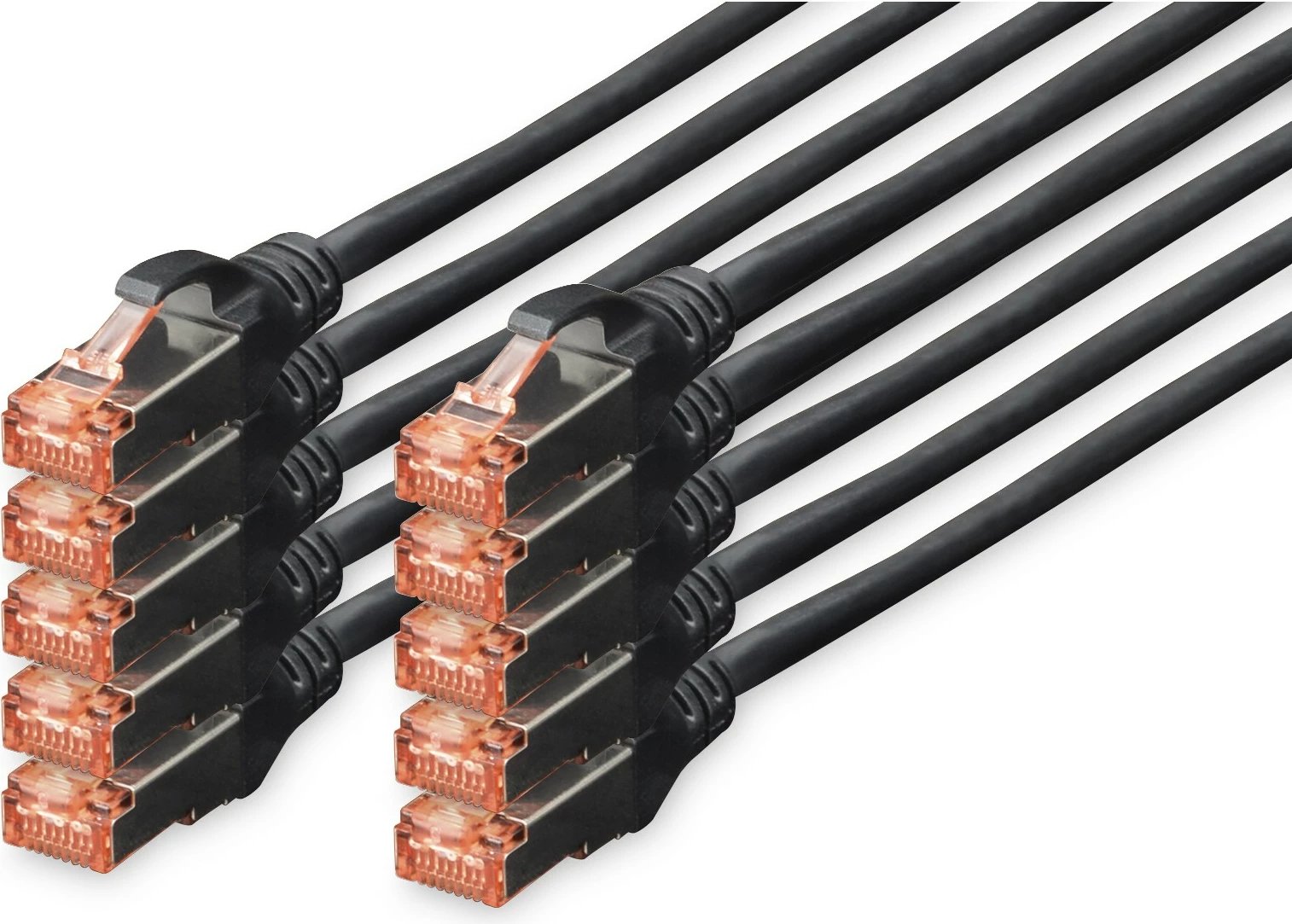 Kabllo rrjeti Digitus Cat6, 3m, S/FTP, set 10 copë, e zezë