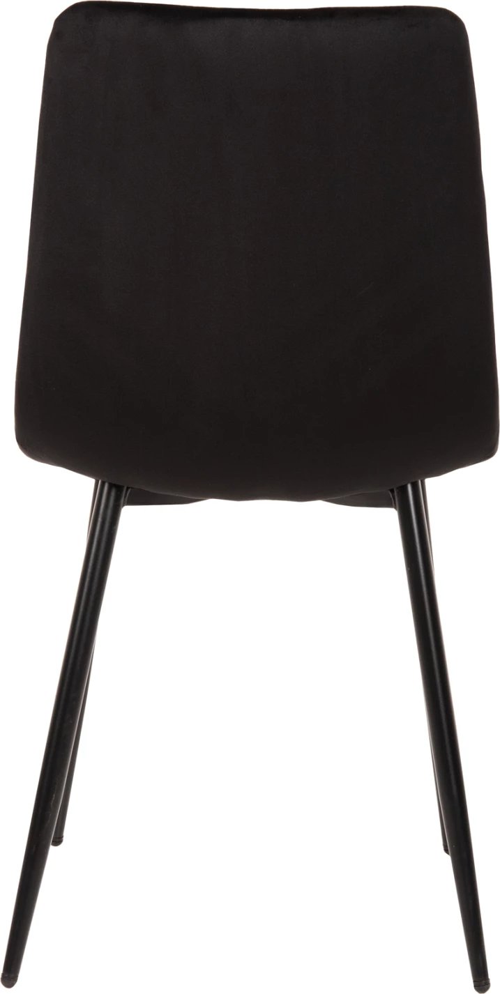 Karrige ngrënieje LATRELL, FH8587.04, kadife e zezë & këmbë metalike të zeza, 43x54x88H cm., set prej 4 copësh