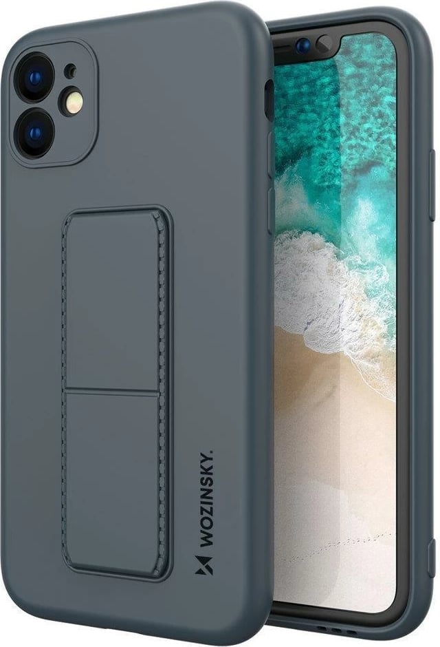 Mbështjellës Wozinsky Kickstand Case për iPhone 11 Pro Max, silikon, blu e errët