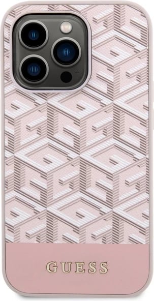 Mbështjellës Guess GCube Stripes MagSafe për iPhone 14 Pro 6.1", Rozë