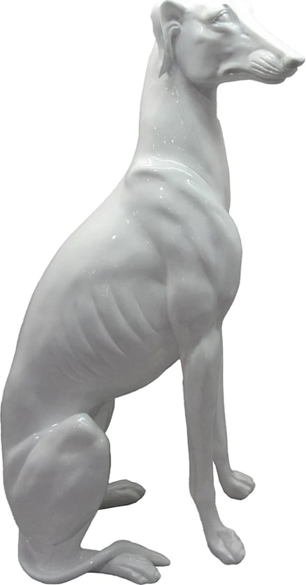 Qen dekorativ Ibizan, ngjyrë e bardhë me shkëlqim, 39.5x22.5x10.5cm