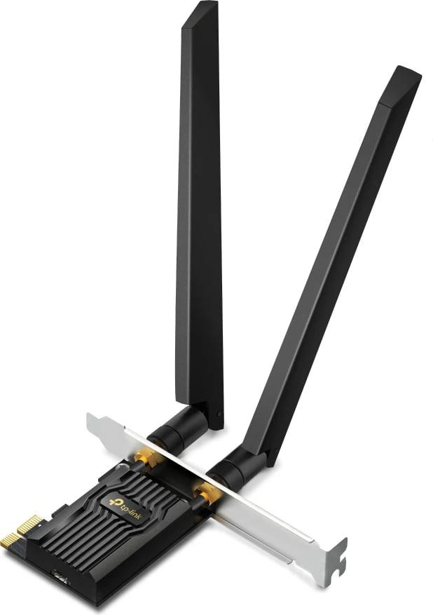Kartë rrjeti PCIe, TP-LINK Archer TXE72E, Wi‑Fi 6E AXE5400, Bluetooth 5.2, antena të jashtme, e zezë