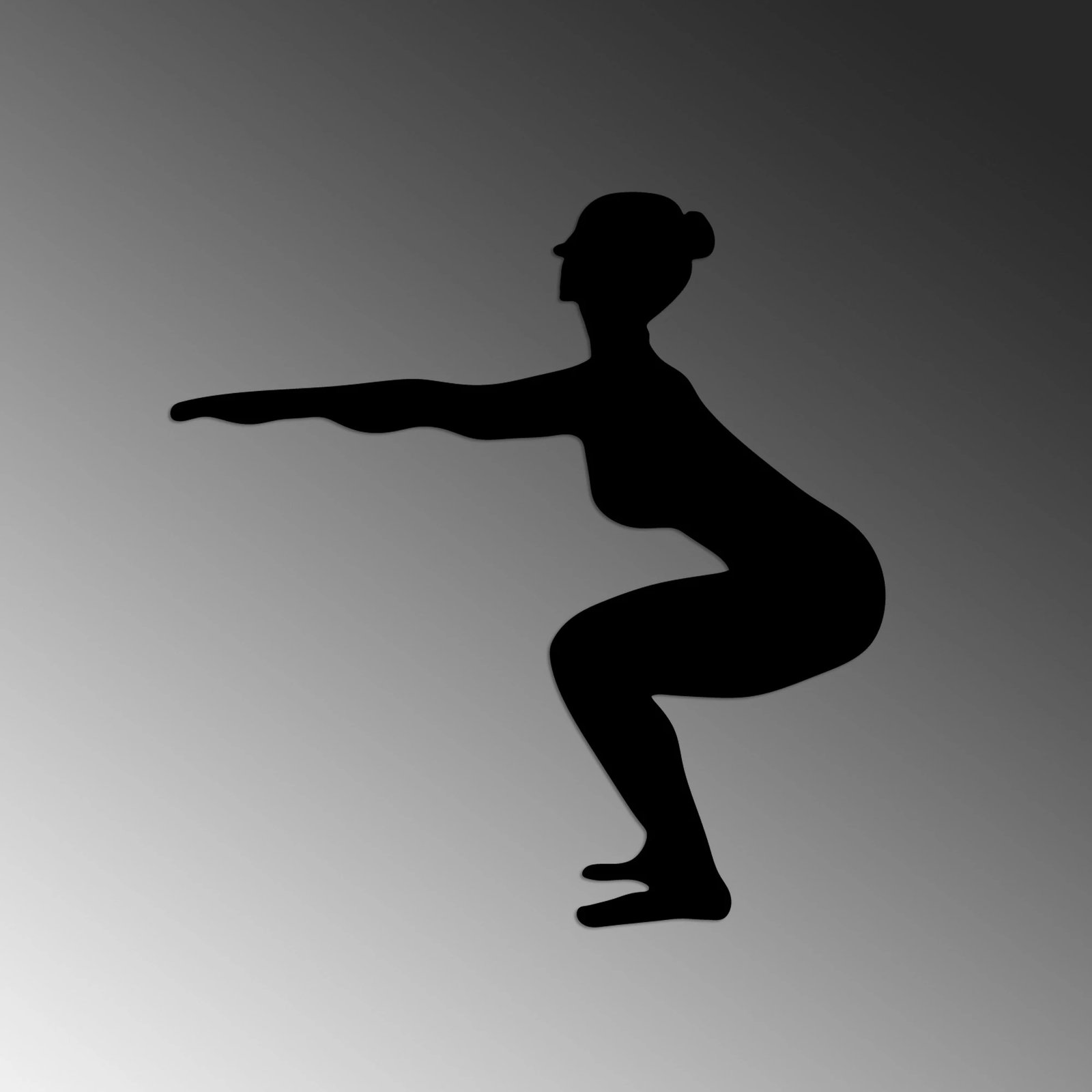 Aksesor dekorativ metalik për mur, Wallity, Yoga 27, ngjyrë e zezë, 54x55cm