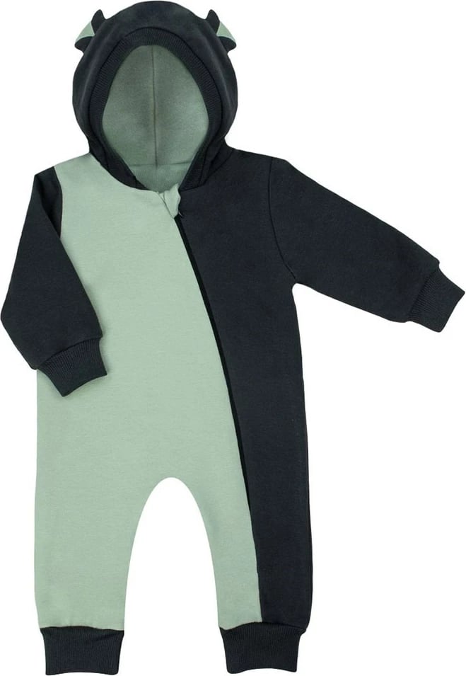 kombinezon bebe me kapuç, Nicol, Olaf, 68 (4-6m), pambuk 95%, zinxhir i plotë, jeshile