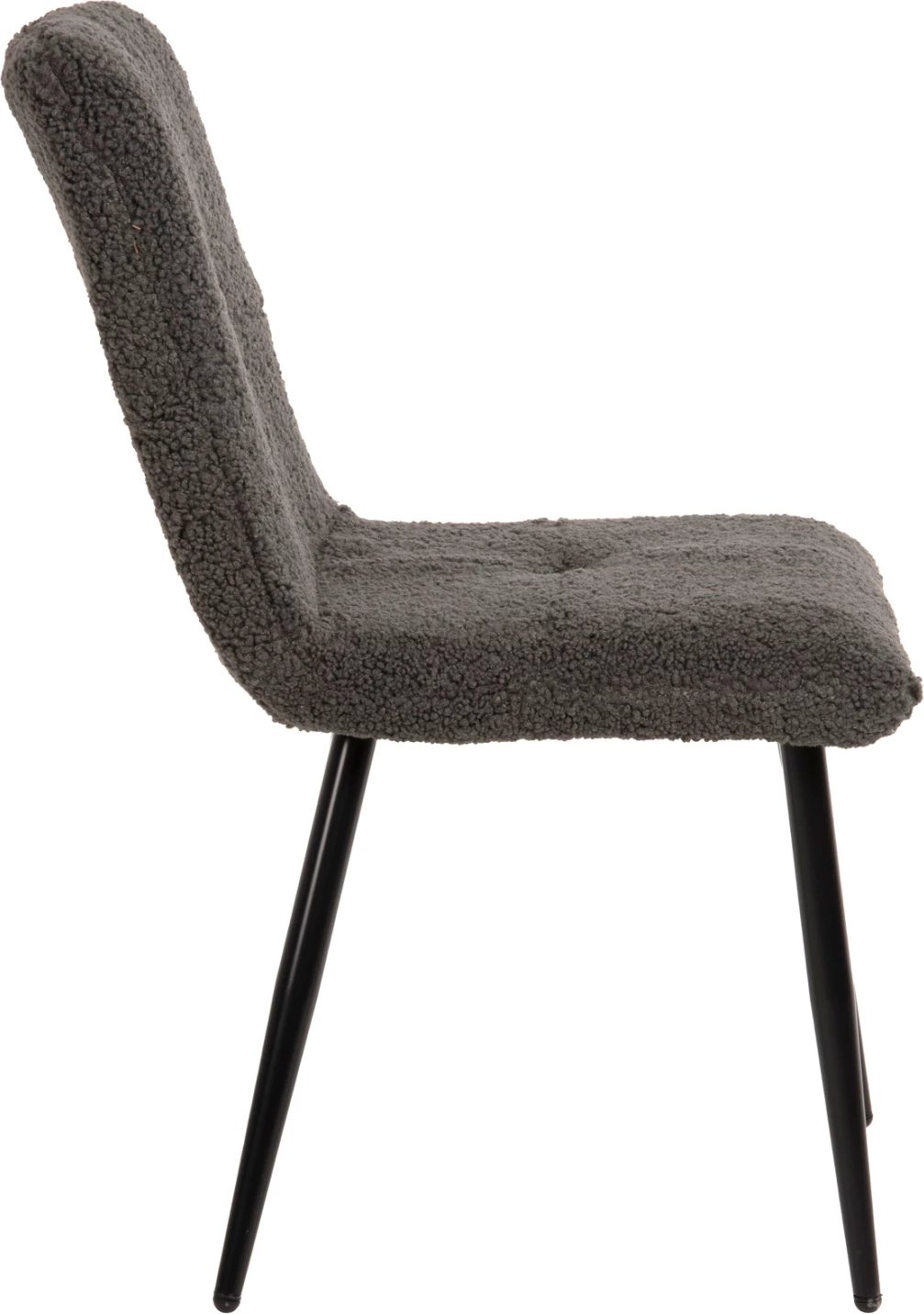 Karrige SHELLY FH8590.01, pëlhurë TEDDY, ngjyrë gri, këmbë metalike të zeza, 48x64x87H cm., set prej 2 copë