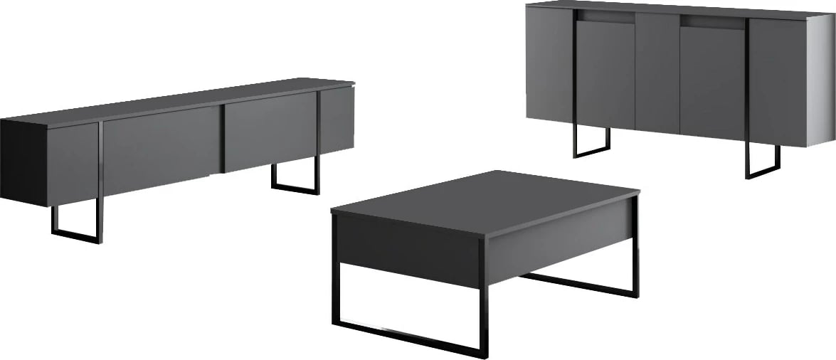 Set mobiljesh për dhomë dite, Luxe, antracit, e zezë