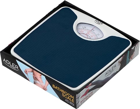 Peshore banjo mekanike, Adler, AD 8151, kapacitet 130 kg, saktësi 1 kg, 26.5 x 26.5 x 4.5 cm, blu