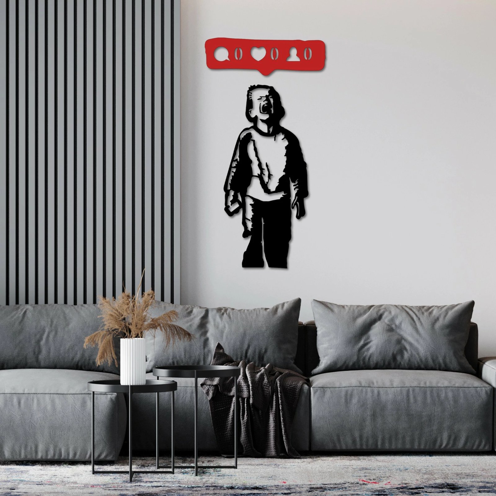 Aksesor dekorativ metalik për mur, Wallity, Banksy Metal 05