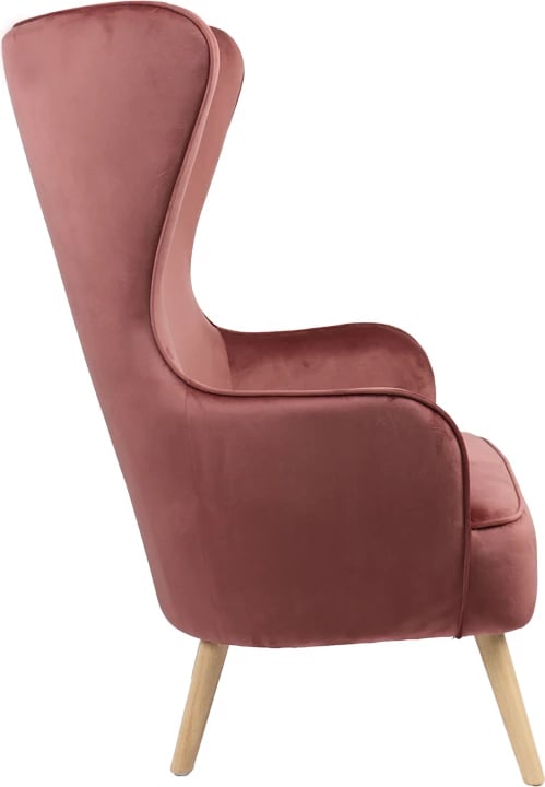 Fotel Byfon, kadife, ngjyrë mollë e kalbur, këmbë druri natyrale, 76x83x117cm