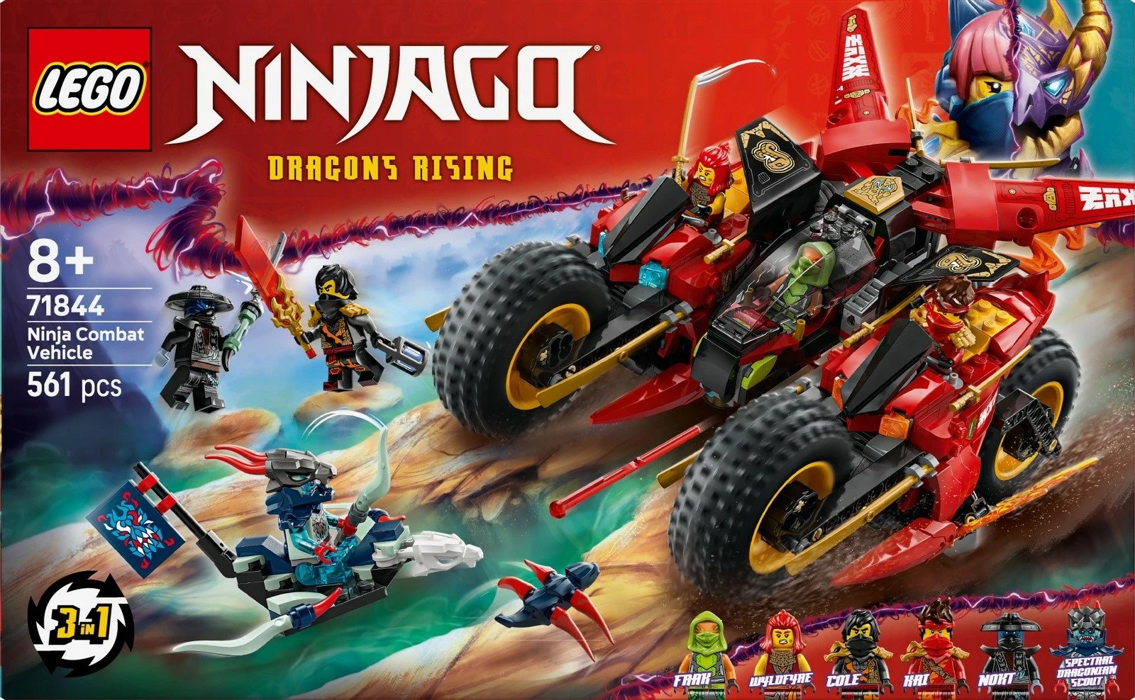 Set LEGO Ninjago Ninja Combat Vehicle 71844, 561 pjesë, për fëmijë 8+