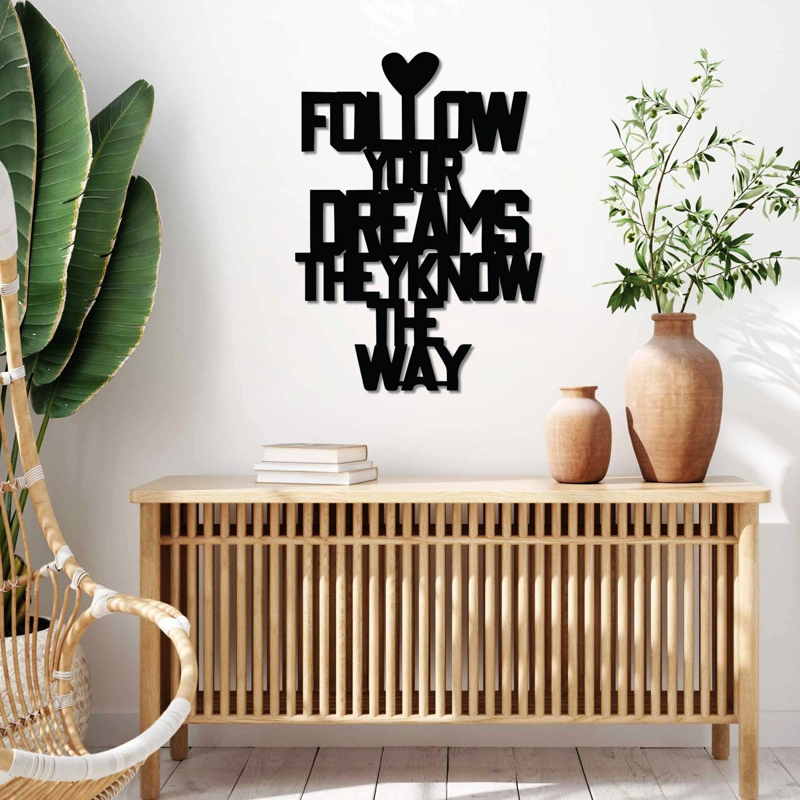 Aksesor dekorativ metalik për mur, Wallity, Dreams Way, ngjyrë e zezë, 40x54cm