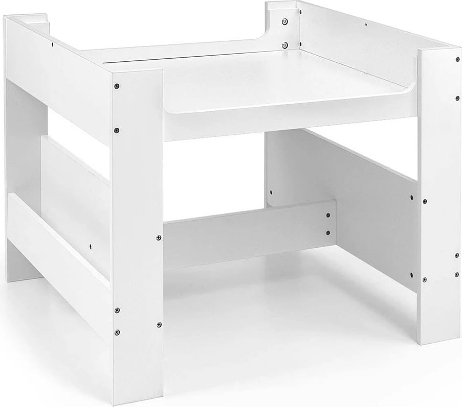 Set mobilje për fëmijë, Milly Mally Sven, tavolinë + 2 karrige, me depozitim dhe dërrasë për shkumës, e bardhë, set 3 pjesë