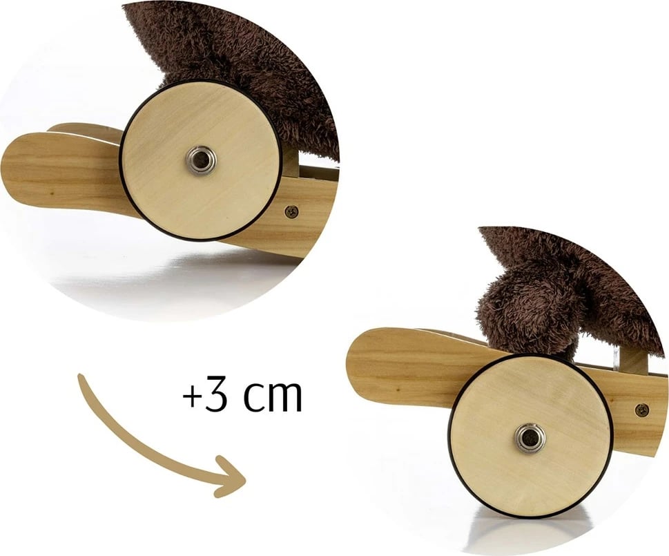 Qen luhatës plushe me melodi dhe rrota palosëse, Milly Mally Polly Plus, për 12-36 muaj, deri 30 kg, kafe