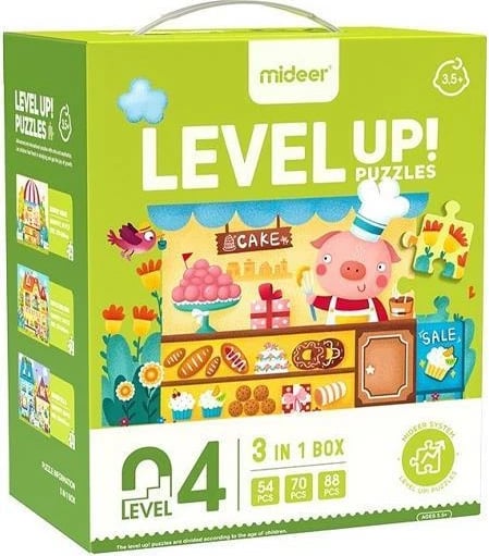 Puzzle Mideer Level Up 3 në 1, 54-88 pjesë, për fëmijë mbi 3.5 vjet