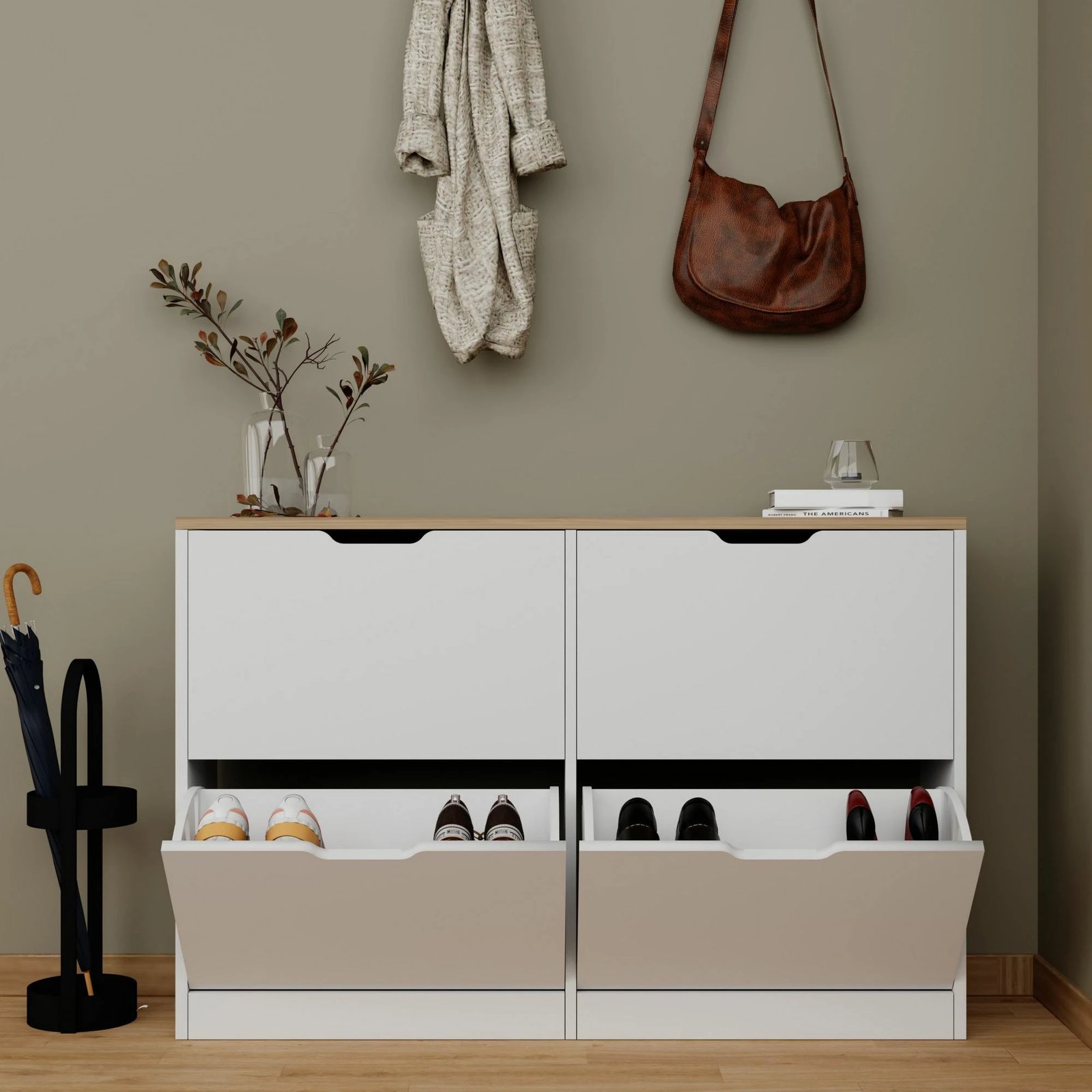 Dollap këpucësh Skye Decor, ngjyrë arre e çelët, April 1600-150