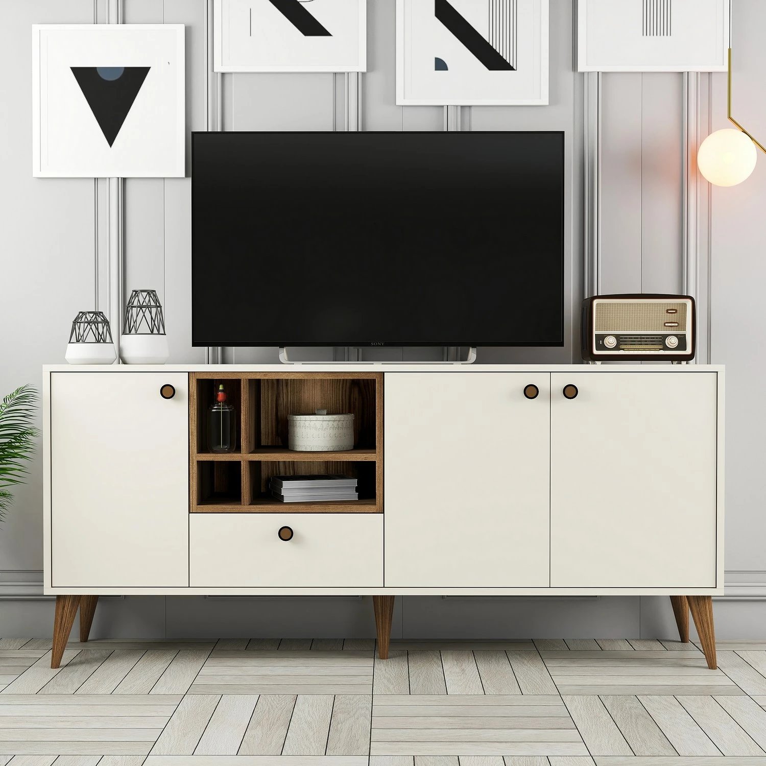 Konsol Skye Decor, ngjyrë krem, Napoli