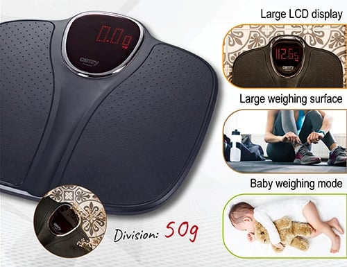 Peshore banjoje, Adler CR 8171, 180 kg, ekran LED, modalitet peshimi për bebe, 29.5x33.5 cm, e zezë