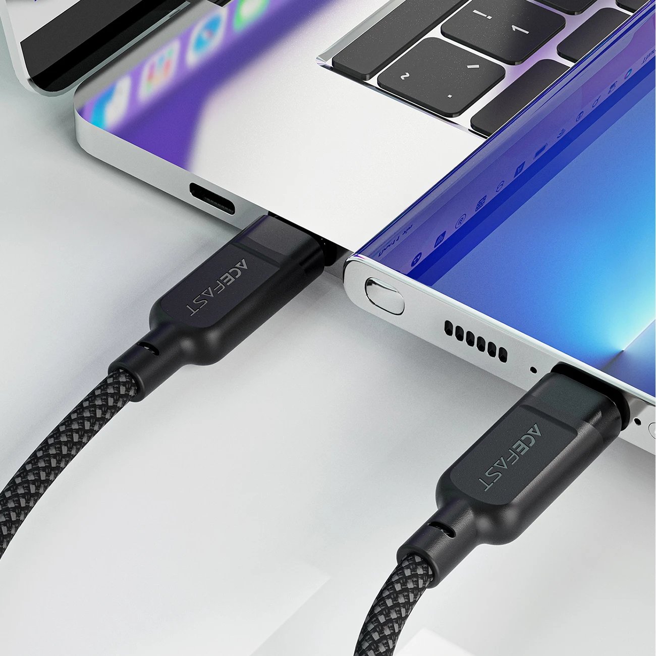 Kabllo Acefast C5-11 USB-C në USB-C 2në1, 1.2m, 100W, E zezë