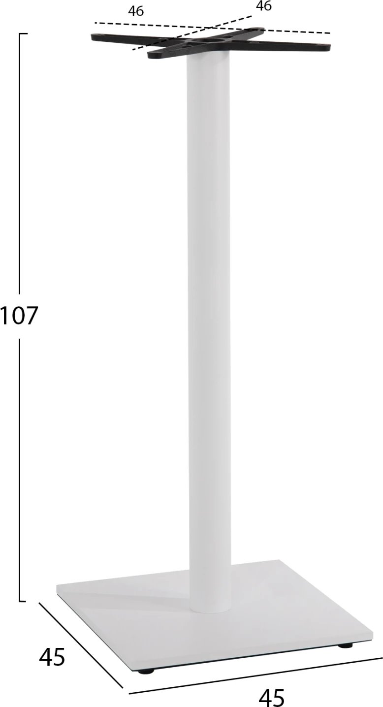 Bazë për tavolinë bari, metalike, ngjyrë e bardhë mat, FH439.02, 45x45x107H cm