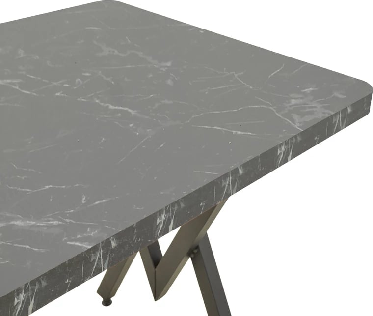 Tavolinë Vertex, efekt mermeri e zi, këmbë metalike të zeza, 110x70x72cm