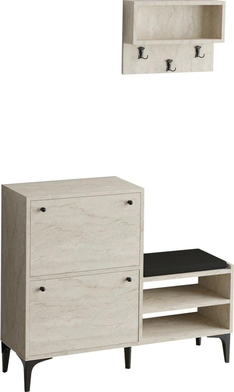 Dollap këpucësh Hanah Home, bredh-travertin