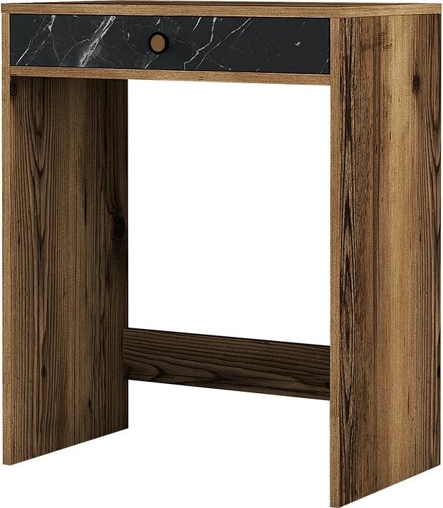 Tavolinë grimi Lizbon, ngjyrë arre, e zezë, mermer, Skye Decor